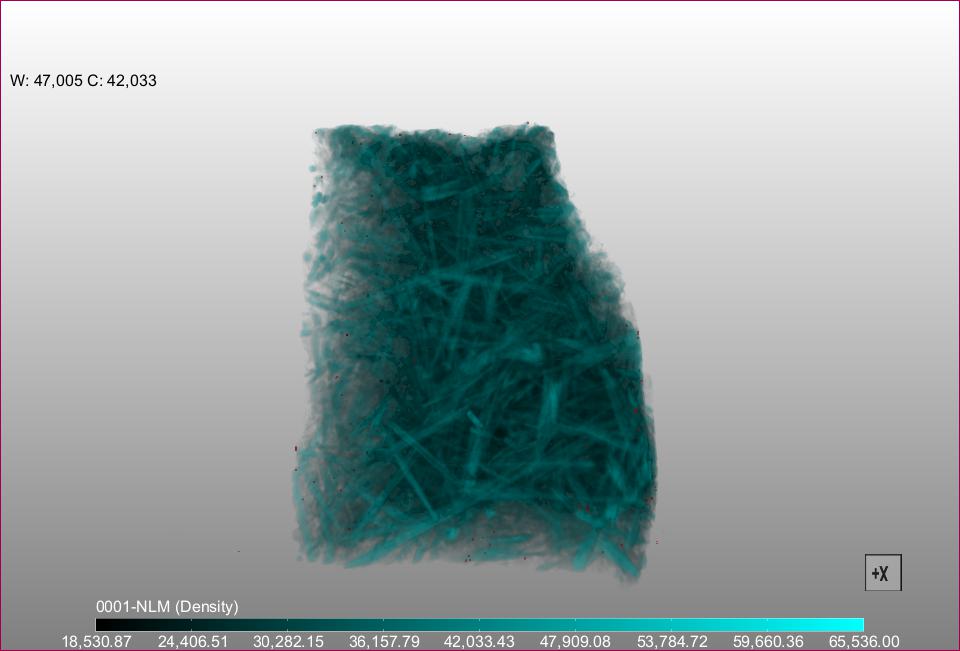 X-ray 3D tomography image of one of Hassan's moon samples, they have a sinewy texture showing this contains a mineral called ilmenite